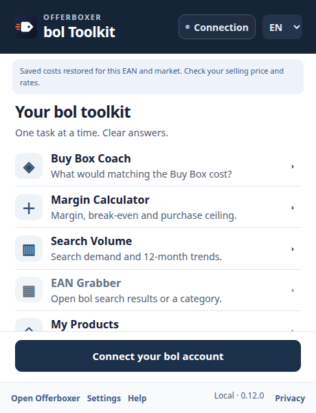 bol Toolkit interface · example screen